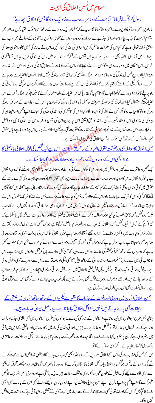 essay on husn e akhlaq in decision