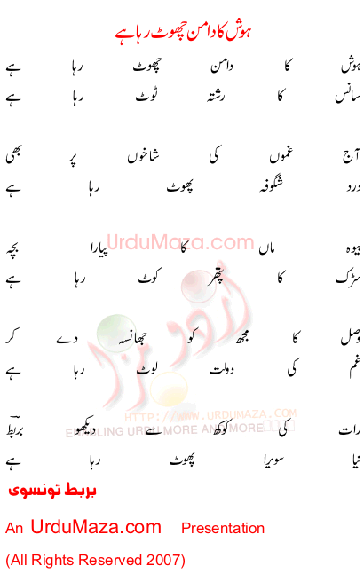 Urdu Poem of Barbat Taunsvi