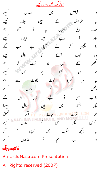 Urdu Poem of Naheed Wirk