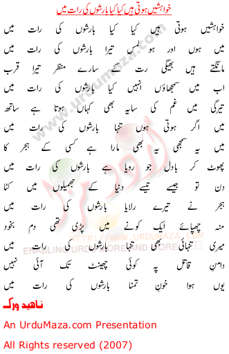 Urdu Poem of Naheed Wirk