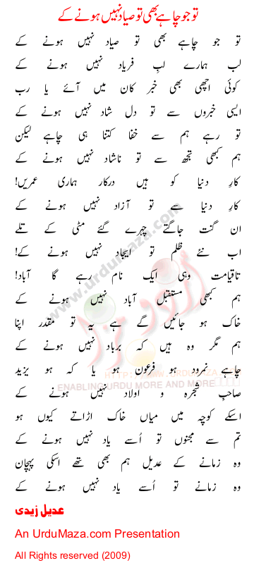Urdu Poem of Adeel Zaidi