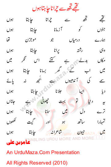 Urdu Poem of Aamir Bin Ali