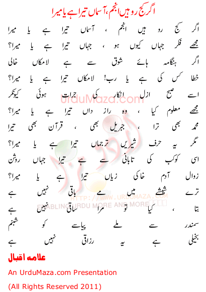 Urdu Poem of Agar Kaj Ro Hain Anjum title=