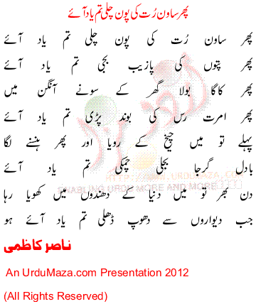Urdu Poem of Nasir Kazmi