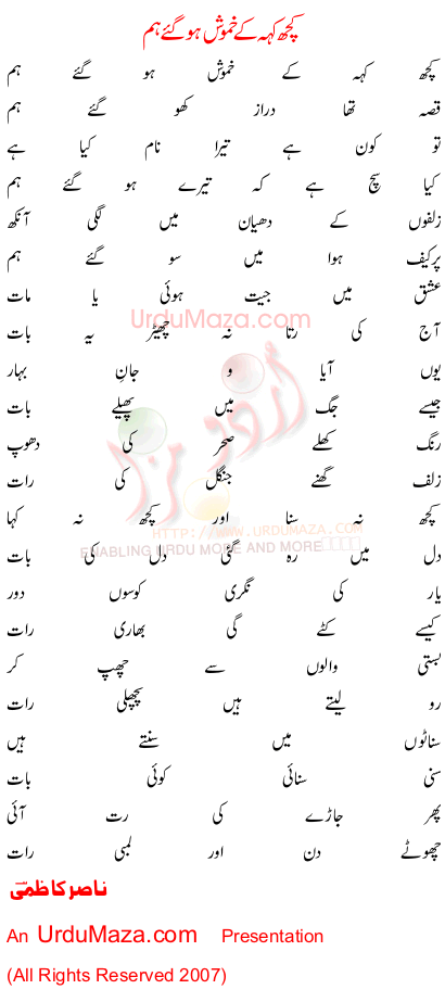 Urdu Poem of Nasir Kazmi