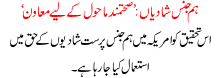 Hum Jins Shadian Sehtmand Mahool K Liay Muawan