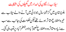 Sailaab Zadgaan Ki Imdad Ma Ghaplon Ki Shikayat