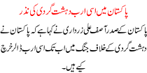 Pakistan Me 80 Arab Dehshat Gardi Ki Nazar