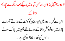 6 Blasts At Stretch Hit Iqbal Town