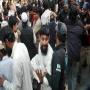 Blind people picket outside the Punjab Assembly