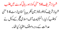 Shahbaz Sharif  Sought In Lahore High Court On 1 May