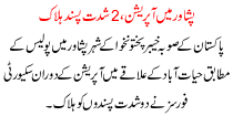 Operation In Peshawar 2 Militants Killed