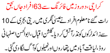 Karachi 2 Roza Firing Sa 63 Afrad Janbahaq