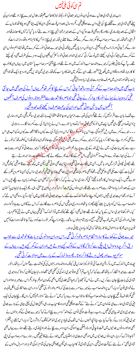 Urdu Story Of Pakistani Community And Woman Tum Sa Koi Milla Nahi