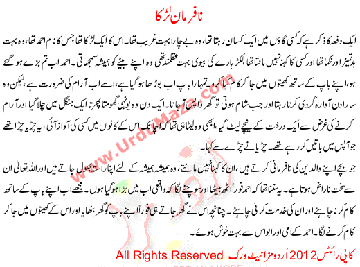Urdu Story For Children Nafarman Larka