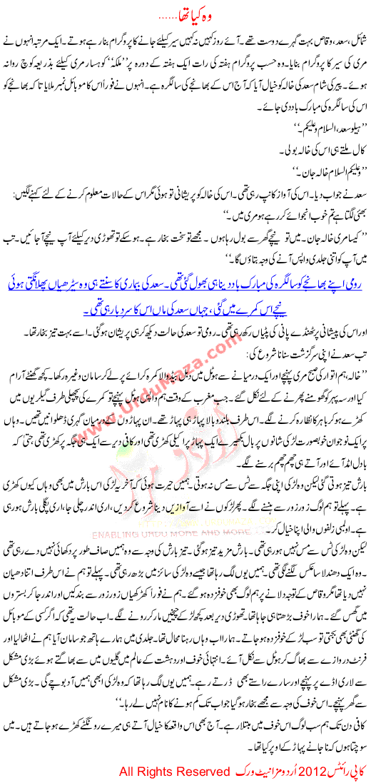 Urdu Kahani Wo Kya Tha