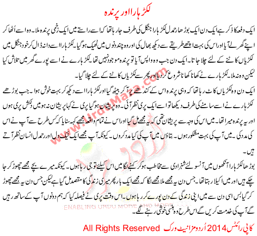 Urdu Story For Children Lakar Hara Or Parinda