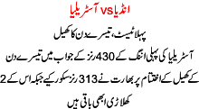 India 313 For Loss Of 8 Wickets On Third Day Of First Test Australia Tour Of India 2008
