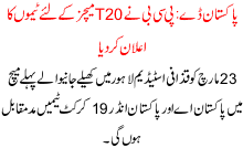 Pakistan Day Pcb Na T20 Teams Ka Ilan Kr Dia